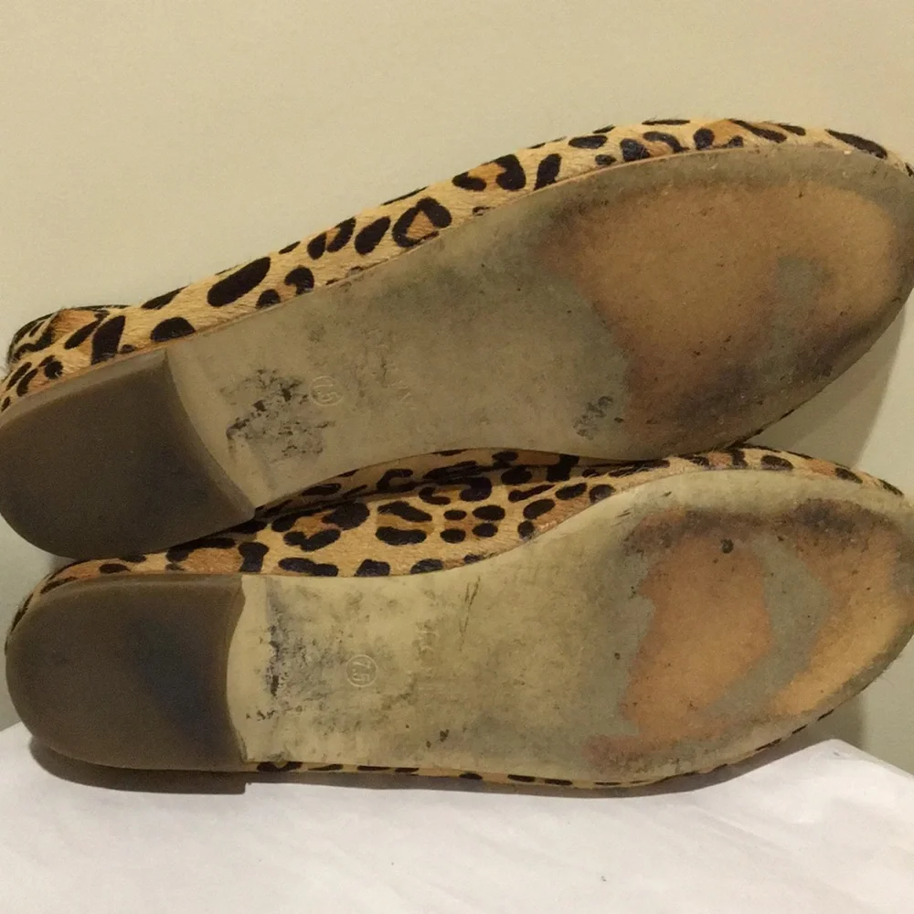J. Crew SlipOn animal leopard print Hair/patent leather accent flats size 7